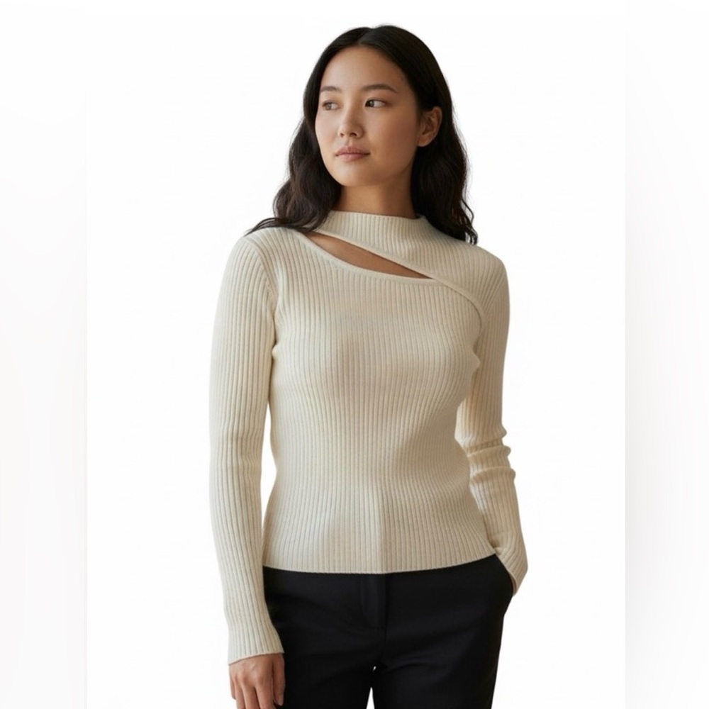 NWT NKN Nekane Leisa Mockneck Cutout Ribbed Sweater - size M/L - $125 MSRP